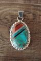 Zuni Indian Sterling Silver Inlay Pendant by Haloo