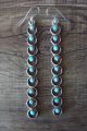 Zuni Indian Sterling Silver Turquoise Bar Dangle Earrings 