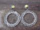 Navajo Nickel Silver Stamped Green Cats Eye Post Earrings by Jackie Cleveland