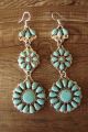 Navajo Sterling Silver Turquoise Cluster Dangle Earrings - Leander Nez