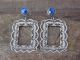 Navajo Nickel Silver Stamped Blue Cats Eye Rectangle Post Earrings by Jackie Cleveland
