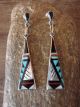 Zuni Indian Jewelry Sterling Silver Inlay Earrings - Boone