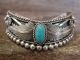 Navajo Indian Sterling Silver Feather & Turquoise Bracelet by Tom Lewis