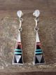 Zuni Indian Jewelry Sterling Silver Inlay Earrings - Boone
