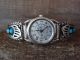 Native American Indian Jewelry Sterling Silver Turquoise Bear Paw Ladies Watch - Saunders
