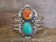 Navajo Indian Sterling Silver Turquoise & Spiny Oyster Bracelet by Jeff James Jr