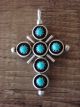 Zuni Indian Jewelry Sterling Silver Turquoise Coral Cross Pendant - M. Boone