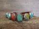 Navajo Sterling Silver & Leather Turquoise & Spiny Oyster Row Bracelet Signed CB
