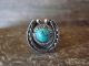 Navajo Sterling Silver Lucky Horse Shoe Turquoise Ring  by Saunders - Size 5