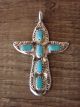 Zuni Indian Sterling Silver Turquoise Cross Pendant by C. Lule! Hand Stamped!