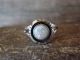 Navajo Sterling Silver Round White Opal Shadowbox Ring - Begay - Size 7