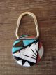 Zuni Indian Turquoise, Mother of Pearl and Coral Inlay Key Ring - Signed