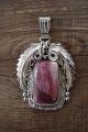 Navajo Hand Stamped Silver Purple Spiny Oyster Pendant -Davey Morgan