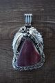 Navajo Hand Stamped Silver Purple Spiny Oyster Pendant -Davey Morgan