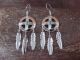 Navajo Sterling Silver & Turquoise Medicine Wheel Feather Dangle Earrings