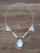 Navajo Indian Sterling Silver White Buffalo Turquoise Link Necklace by Mike Smith