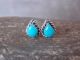 Zuni Indian Jewelry Sterling Silver & Turquoise Tear Drop Post Earrings - Cachini