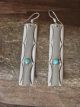 Navajo Hand Stamped Turquoise & Sterling Silver Dangle Earrings by Tahe