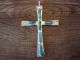 Zuni Indian Sterling Silver Turquoise Cross Pendant Signed C. Iule