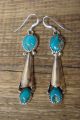 Navajo Sterling Silver Turquoise Squash Blossom Dangle Earrings! Pino