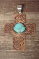 Native American Jewelry Copper Turquoise Cross Pendant by Jackie Cleveland!