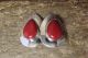 Native American Sterling Silver Coral Clip Earrings by Russel Wilson 