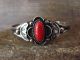 Small Native American Navajo Indian Nickel Silver Coral Child Bracelet Signed Phoebe Tolta