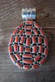 Navajo Indian Sterling Silver Coral Cluster Pendant! by M. Haley