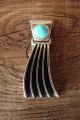 Navajo Indian Handmade Turquoise Sterling Silver Ribbed Pendant! By James Bahe