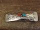 Navajo Indian Sterling Silver Turquoise & Coral Hair Barrette by Silver