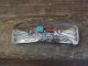 Navajo Indian Sterling Silver Turquoise & Coral Hair Barrette by Silver