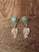 Native American Sterling Silver Turquoise Feather Post Earrings! Begay