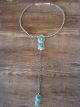 Sterling Silver Navajo Pearl & Turquoise Y Necklace Signed Tom Lewis