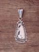 Navajo Sterling Silver & White Buffalo Turquoise Pendant by Yellowhair