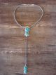 Sterling Silver Navajo Pearl & Turquoise Y Necklace Signed Tom Lewis