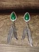 Navajo Sterling Silver Malachite Feather Post Earrings! Largo