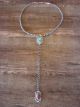Sterling Silver Navajo Pearl Turquoise & Coral Y Necklace Signed Tom Lewis