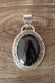 Navajo Indian Jewelry Sterling Silver Onyx Pendant! Handmade! Signed