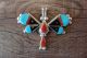 Zuni Indian Sterling Silver Turquoise Inlay Dragonfly Pendant! L. Ahiyite