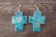 Santo Domingo Indian Jewelry Turquoise Slab Cross Dangle Earrings! Tortalita