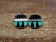 Zuni Indian Jewelry Sterling Silver Turquoise Onyx Multistone Inlay Post Earrings! T. Martinez