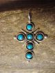 Zuni Indian Jewelry Sterling Silver Turquoise Cross Pendant - Terry Dishta