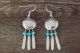 Navajo Sterling Silver Concho Turquoise Dangle Feather Earrings 