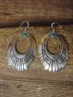 Navajo Indian Sterling Silver Turquoise Stamped Dangle Earrings by T&R Singer!