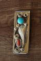 Navajo Indian Jewelry Turquoise Coral Sterling Silver Leaf Money Clip! Wilbur Myers