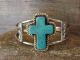 Native American Navajo Indian Nickel Silver Turquoise Cross Bracelet by Bobby Cleveland