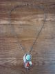 Navajo Sterling Silver Turquoise & Coral Feather Link Necklace Signed Betty Lee
