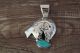 Navajo Sterling Silver Turquoise Arched Bear Pendant - JH