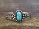 Navajo Indian Sterling Silver Arrow & Turquoise Cuff Bracelet Signed Calladitto