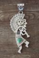 Navajo Sterling Silver Turquoise Kokopelli Dancer Pendant - A. Mariano